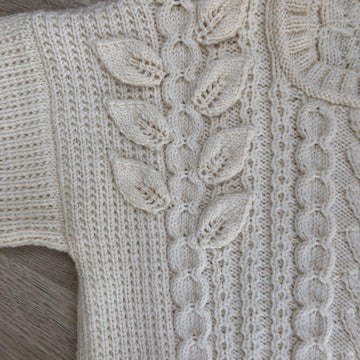 Aran Sweater with Leaf Embellishments