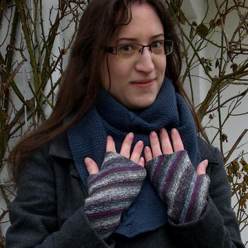 On the Bias fingerless mitts