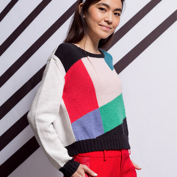 Bridget Intarsia Jumper - Knitting Pattern For Women in MillaMia Naturally Soft Cotton by MillaMia