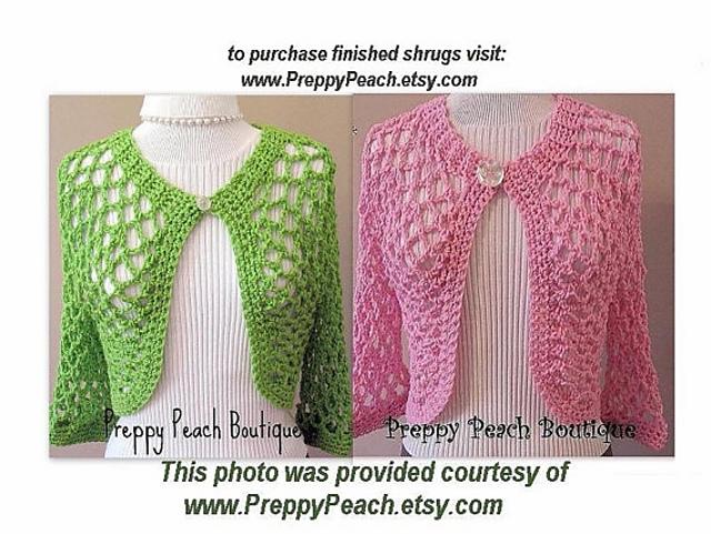 134 OPEN WEAVE SHRUG, crochet pattern