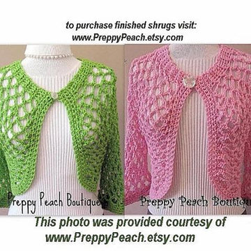 134 OPEN WEAVE SHRUG, crochet pattern