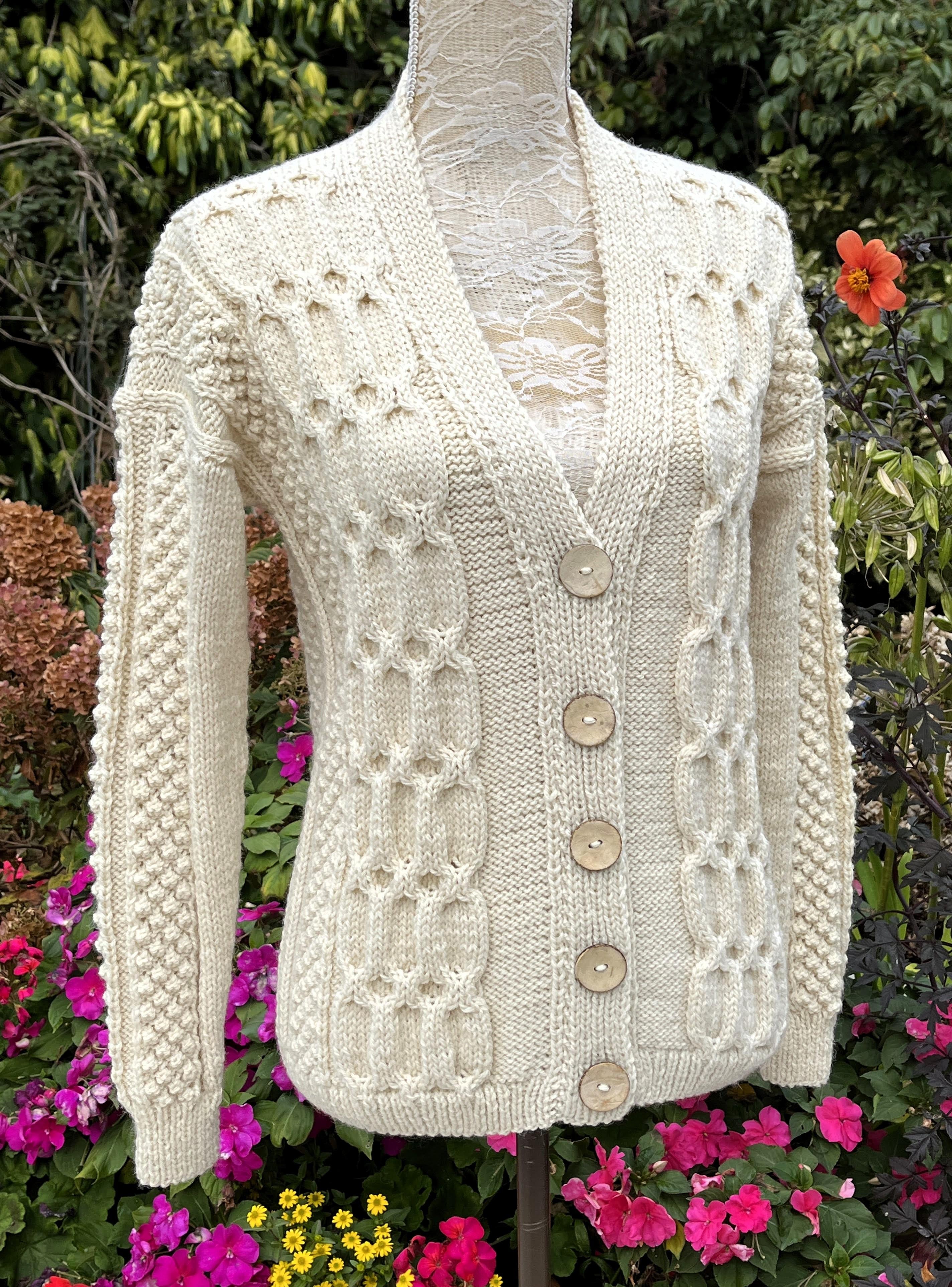 Cardigan with Aran Style Honeycomb Cables