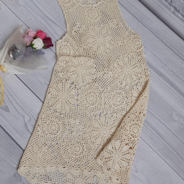 Crochet High-low A-line summer dress.