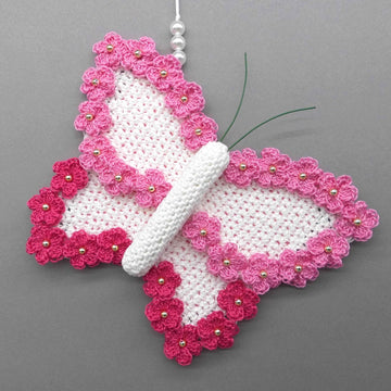 Butterfly hanging decoration - simple made from scraps of yarn