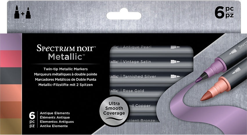 Spectrum Noir Metallic Markers Pack of 6 - Antique Elements
