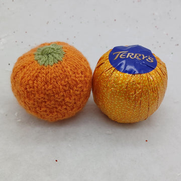 PDF Christmas Knitting Pattern DK Decoration "Chocolate" Orange Cover Filler Substitute Gift Charity EASY Bauble Re-Use Eco Recycle Terrys