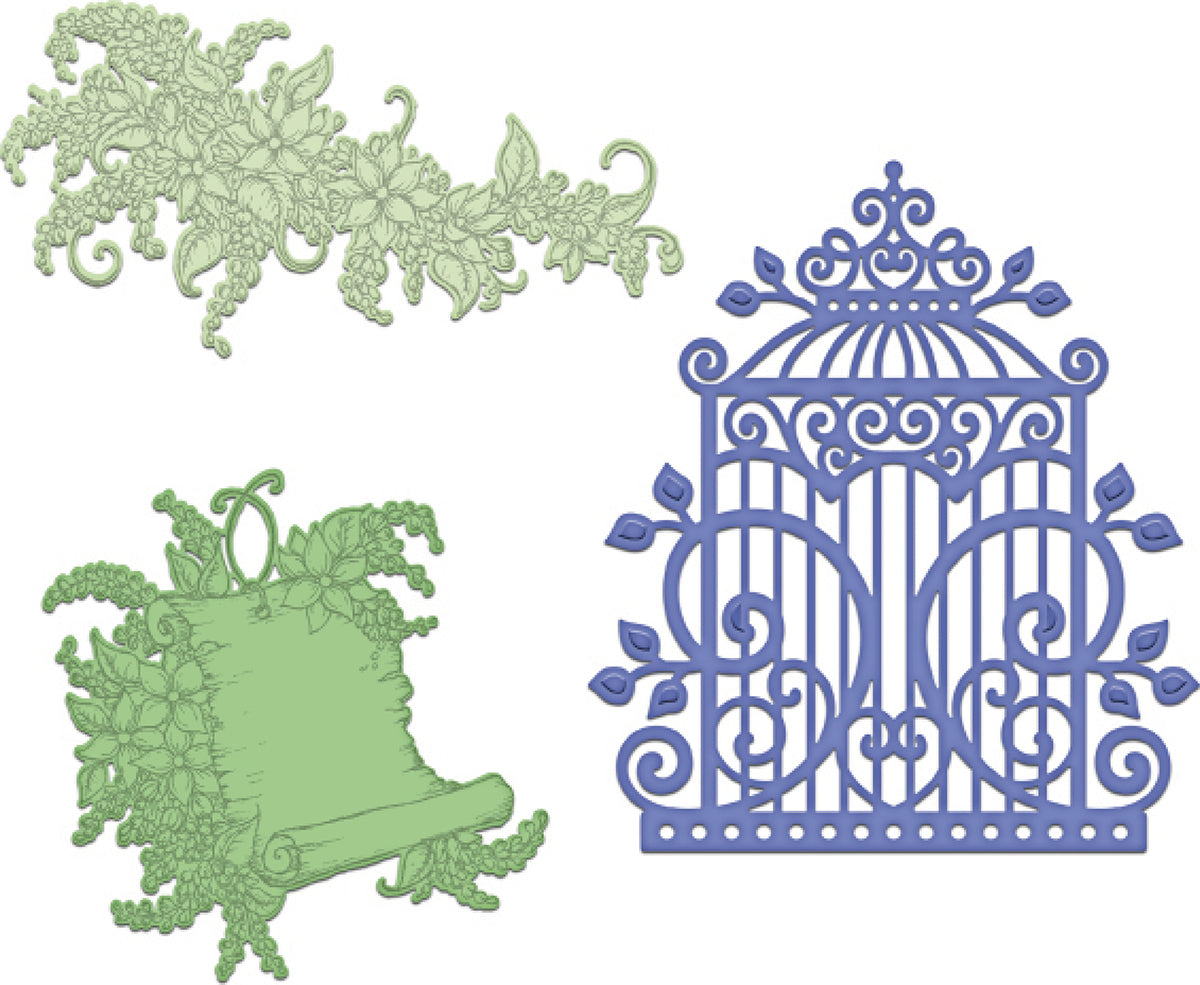 Heartfelt Creations Cut & Emboss Dies - Sweet Lilac Scroll & Cage