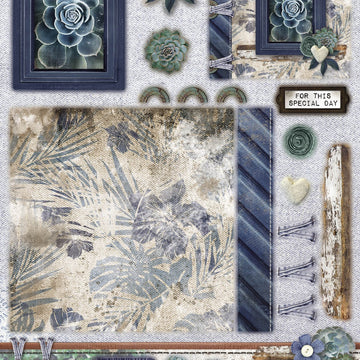 Studio Light Die-Cut Card Toppers A4 12/Pkg - Denim Saturdays, Makes 12 Cards