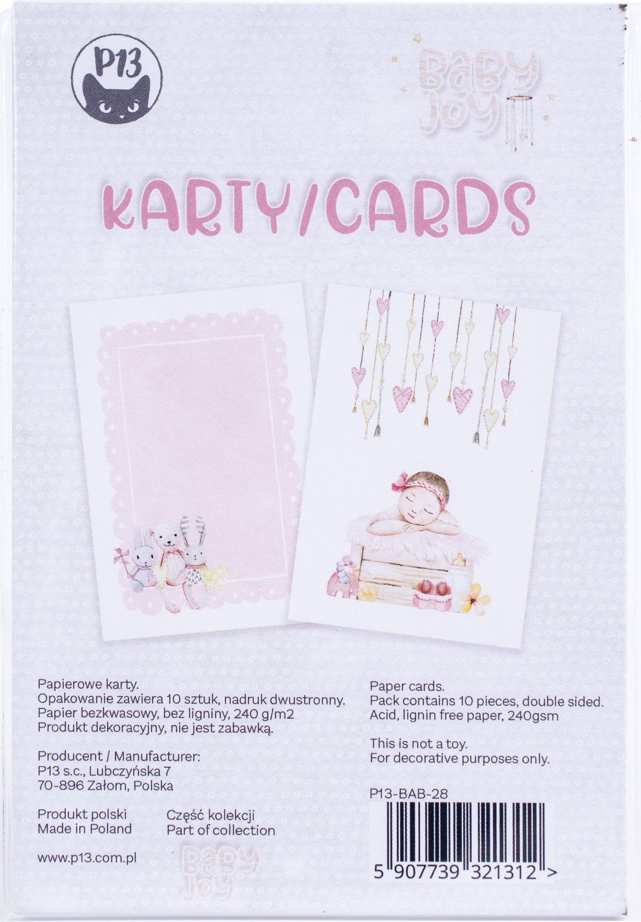 P13 Baby Joy Card Set 6"X4" 10/Pkg - Girl