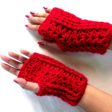 Ribbed fingerless mittens
