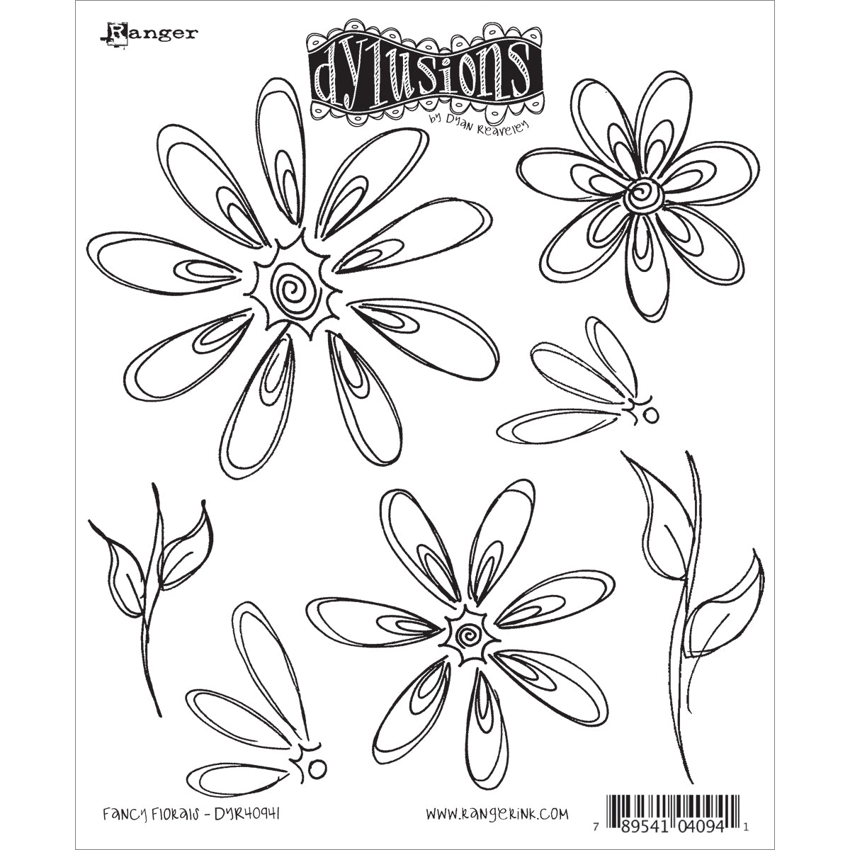 Ranger Dyan Reaveley's Dylusions Cling Stamp Collections 8.5"X7" - Fancy Florals