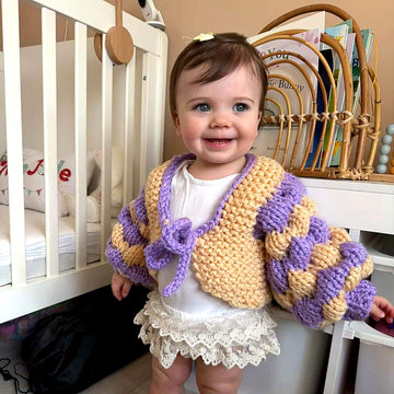 Two Colour Baby Cardigan Knitting Pattern