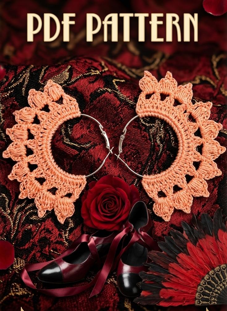 134. Hoop "Tango passion" crochet earrings pattern