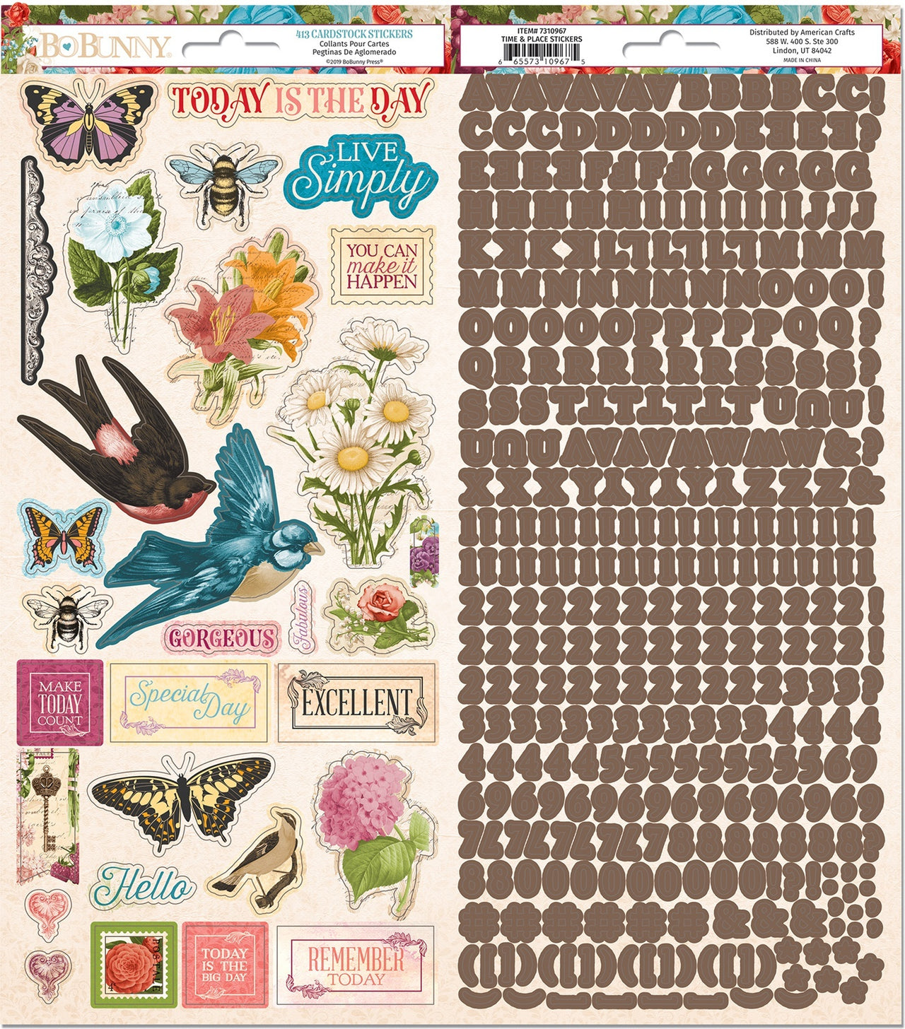 American Crafts Time & Place Cardstock Stickers 6"X12" - 605443