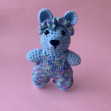 Crochet Blue Bear with Dungarees