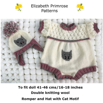 P7 Cat Motif Romper Suit and Hat