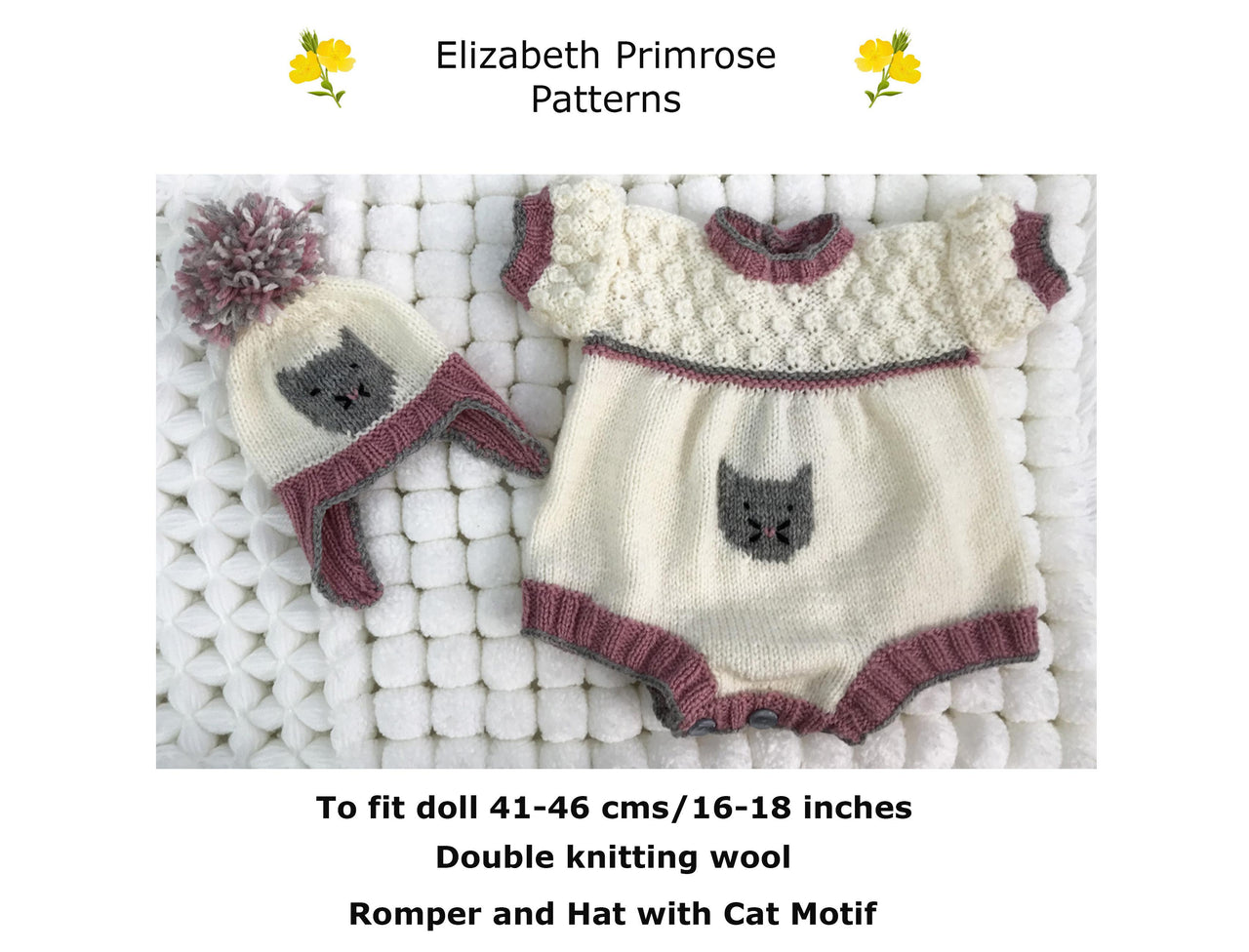P7 Cat Motif Romper Suit and Hat
