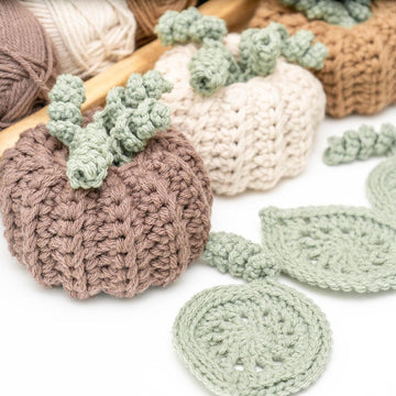 Crochet Pumpkin with Leaf Coasters
