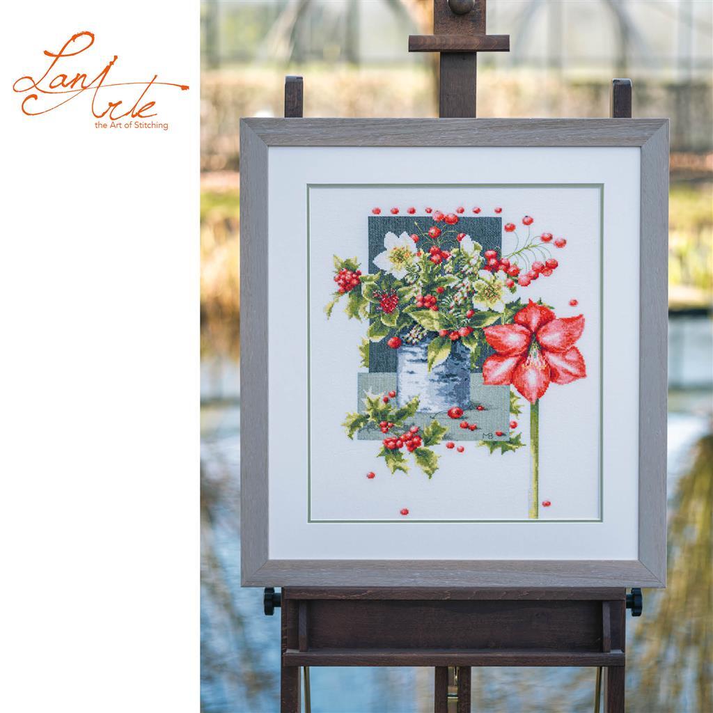 Lanarte Holly Jolly Amaryllis Counted Cross Stitch Kit