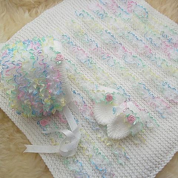 Pattern #41 Lace Blanket, Bonnet & Mittens