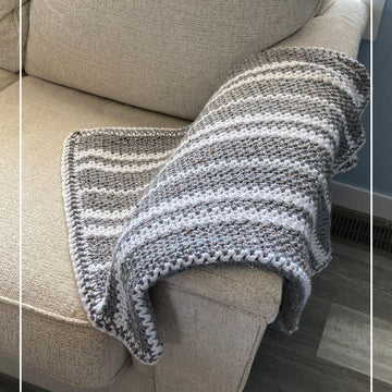 Cozy Man Cave Throw Crochet V-Stitch Blanket