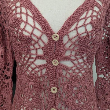 Rosewood Petals Crochet Blouse
