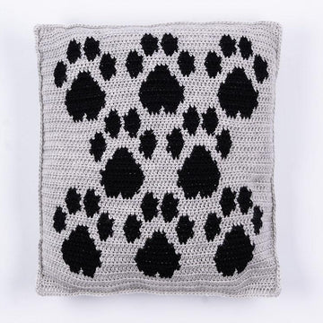 Woodgreen - Mini Paw Prints Cushion Crochet