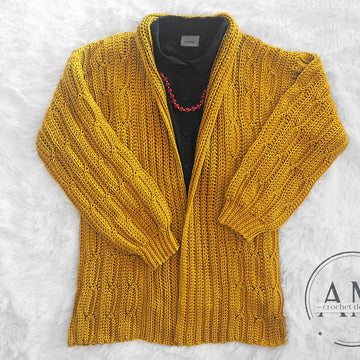 Cables knit-look cardigan