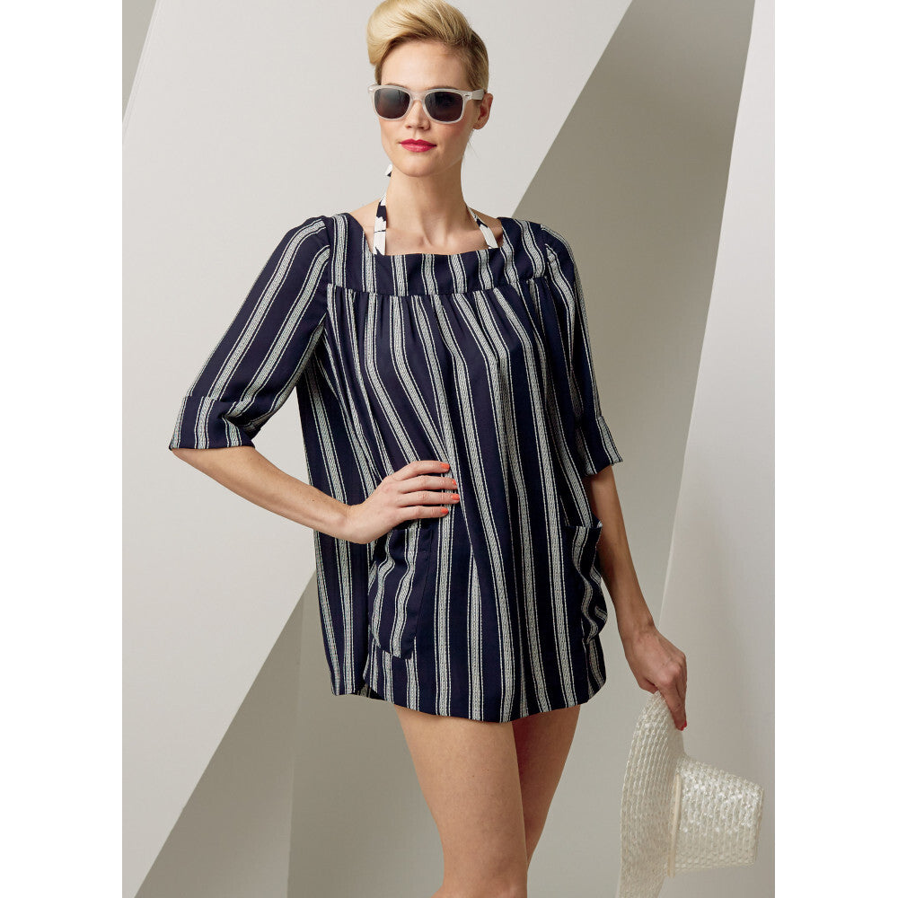Vogue Misses' Lined Halter Bra and Shorts, and Square-Neck Coverup with Pockets V9255 - Sewing Pattern