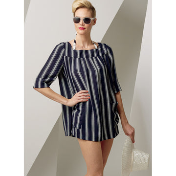 Vogue Misses' Lined Halter Bra and Shorts, and Square-Neck Coverup with Pockets V9255 - Sewing Pattern