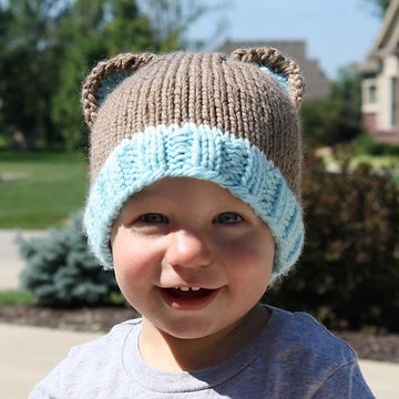 Bulky Weight Knit Bear Beanie