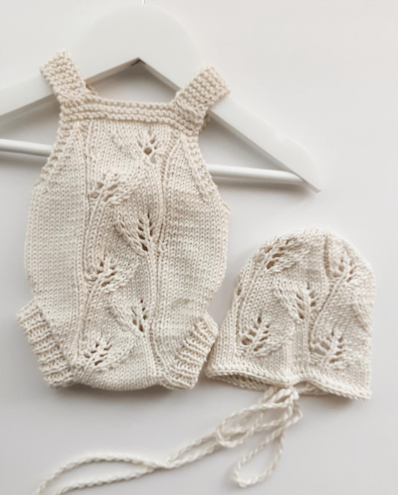 Lazy leaf romper and bonnet
