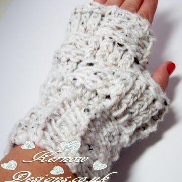 Basket Weave Fingerless Gloves