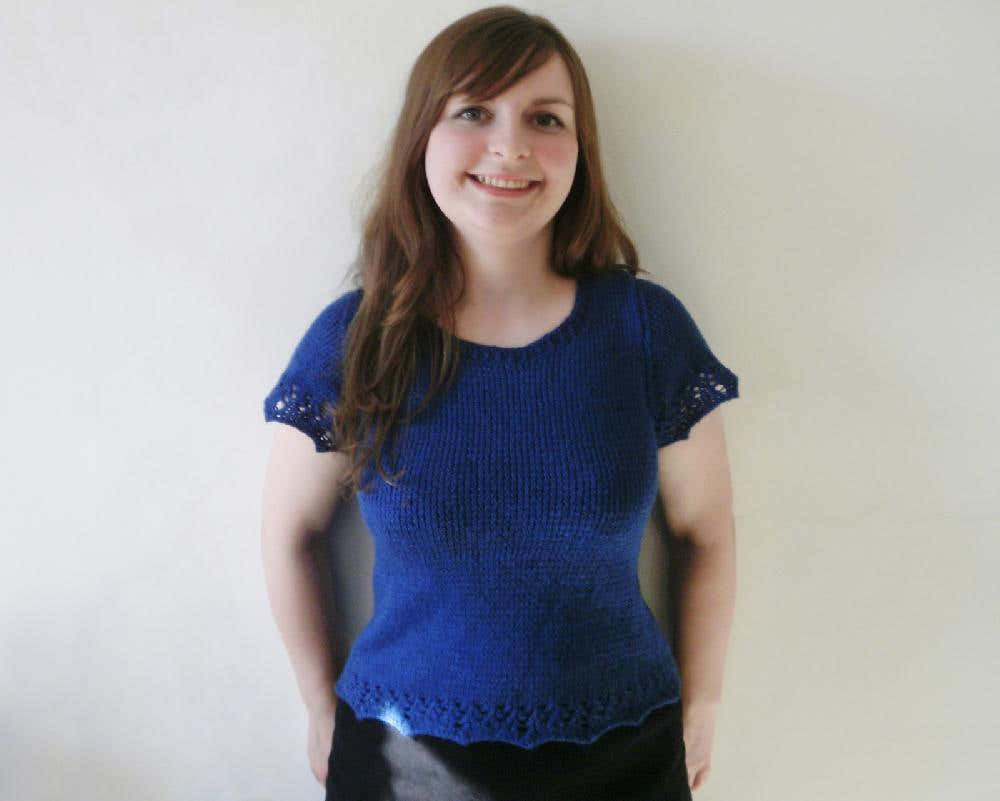 Chevron and eyelet hem t shirt
