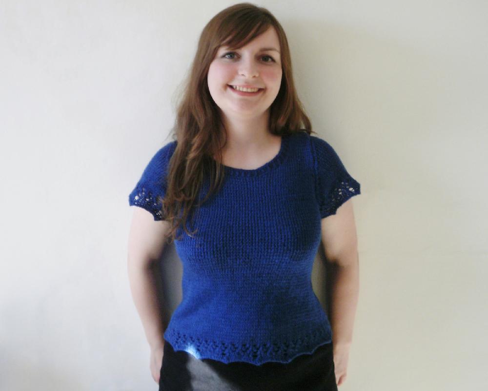 Chevron and eyelet hem t shirt