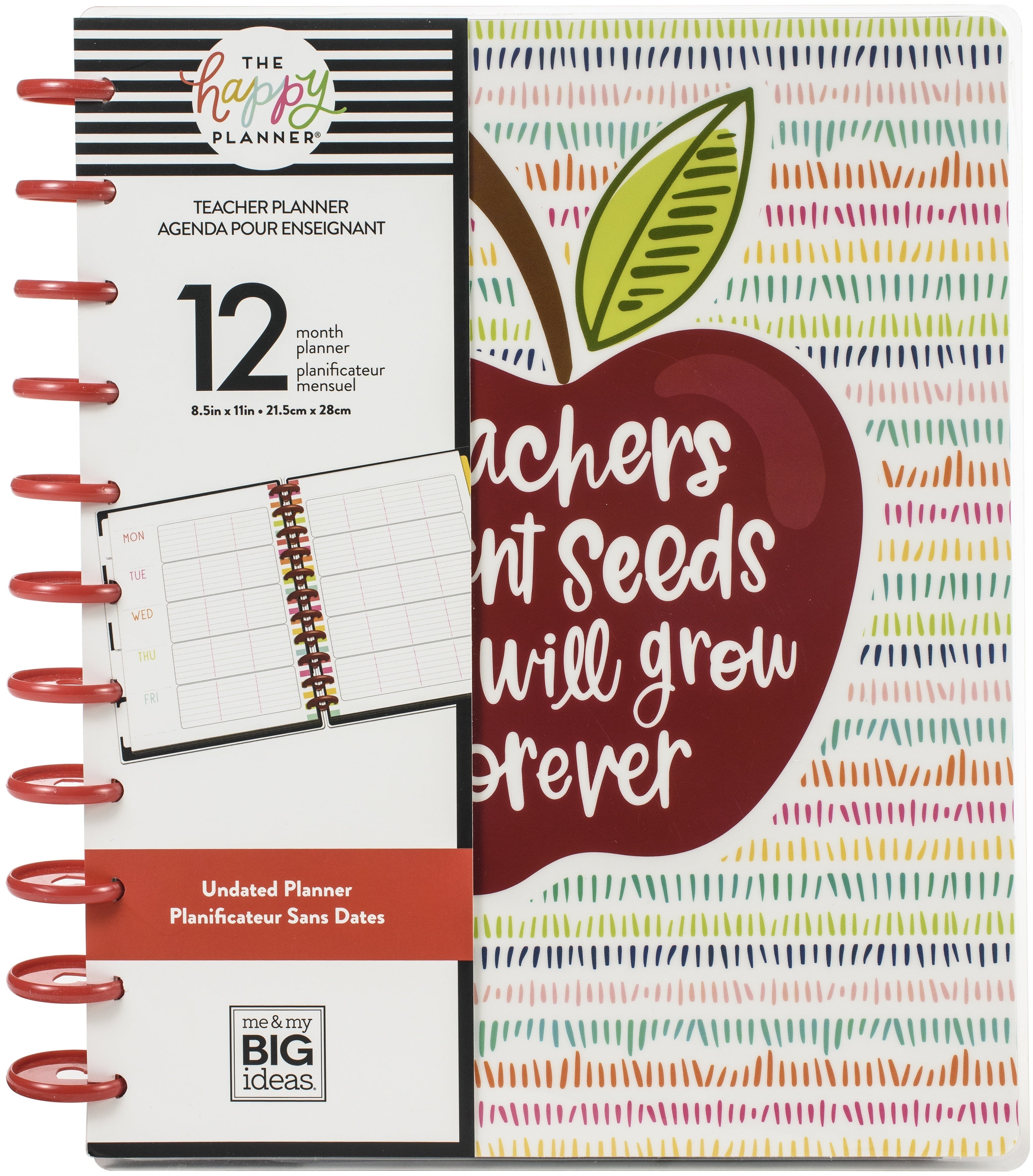 The Happy Planner Undated 12-Month Big Planner - Teachers Plant Seeds