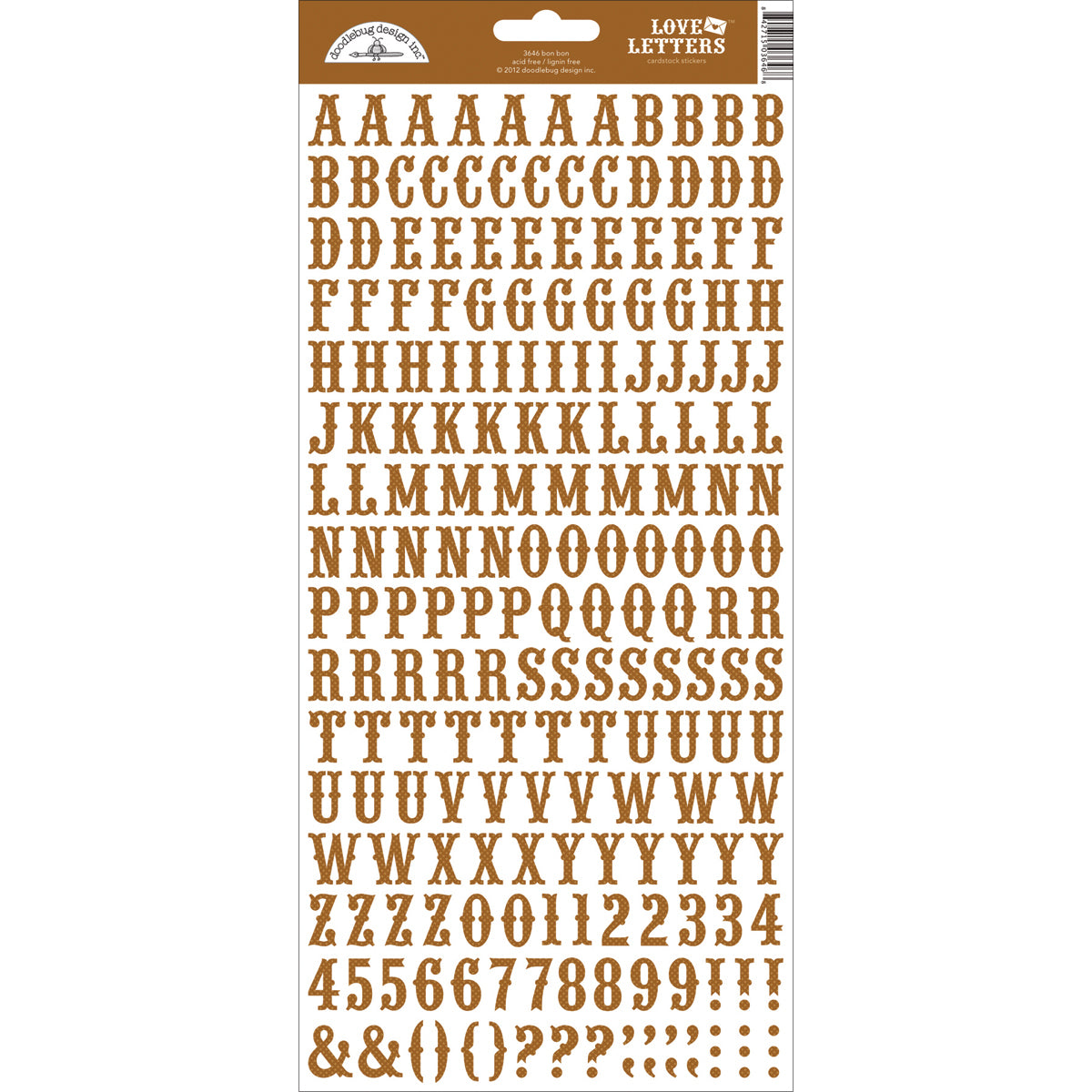 Doodlebug Love Letters Cardstock Alpha Stickers 6"x13" - Bon Bon