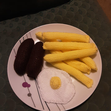 Sausages, Egg and Chips Knitting Pattern
