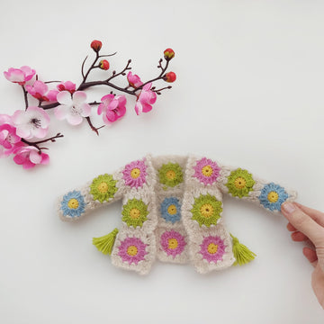 Hippie Flowers Granny Square Cardigan for Paola Reina doll