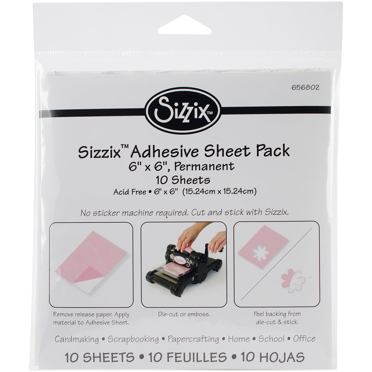 Sizzix Adhesive Sheets 6"X6" 10/Pkg - Permanent