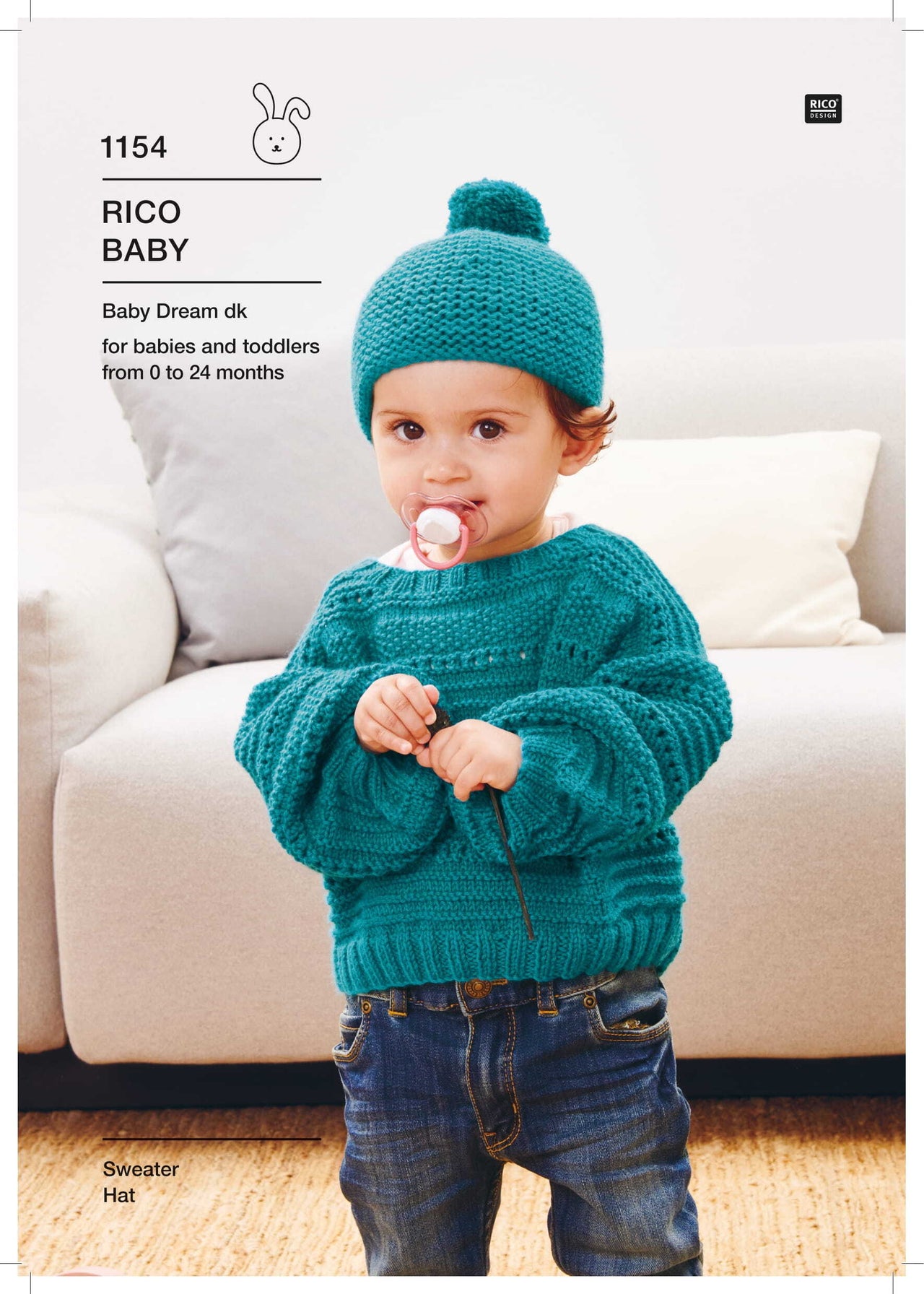 Sweater & Hat in Rico Baby Dream Luxury Touch Uni DK - 1154 - Leaflet
