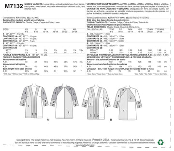 McCall's Misses' Jackets M7132 - Sewing Pattern