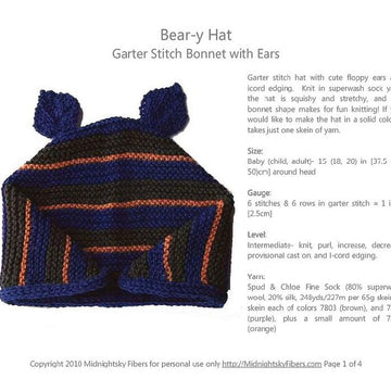 Bear-y Hat Garter Stitch Bonnet with Ears