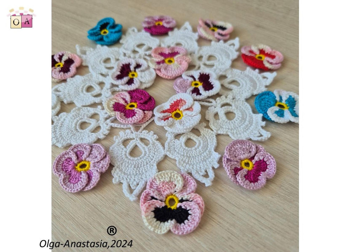 Floral table napkin Irish crochet lace 3