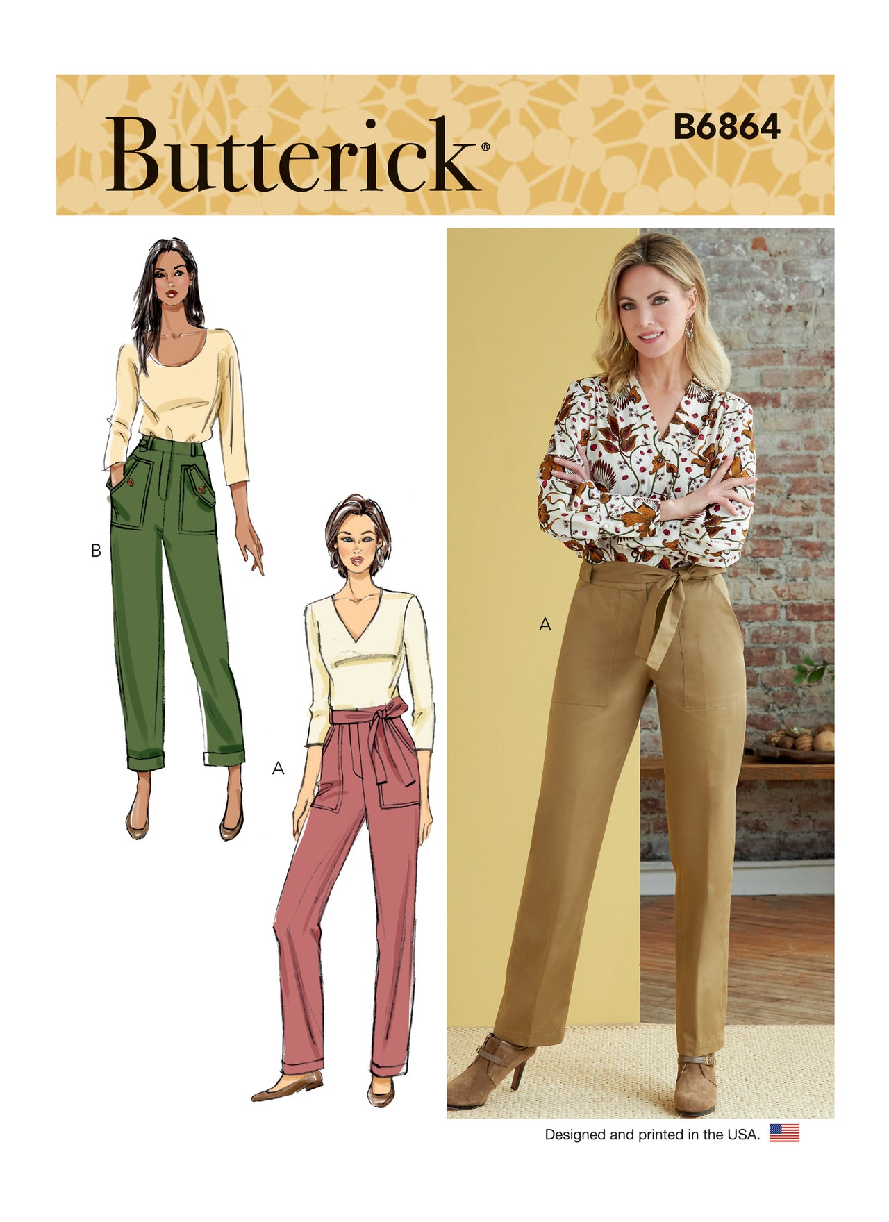 Butterick Misses' Pants and Sash B6864 - Sewing Pattern
