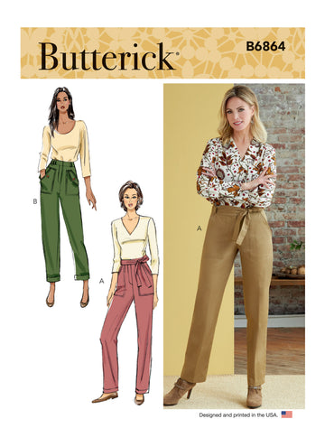 Butterick Misses' Pants and Sash B6864 - Sewing Pattern