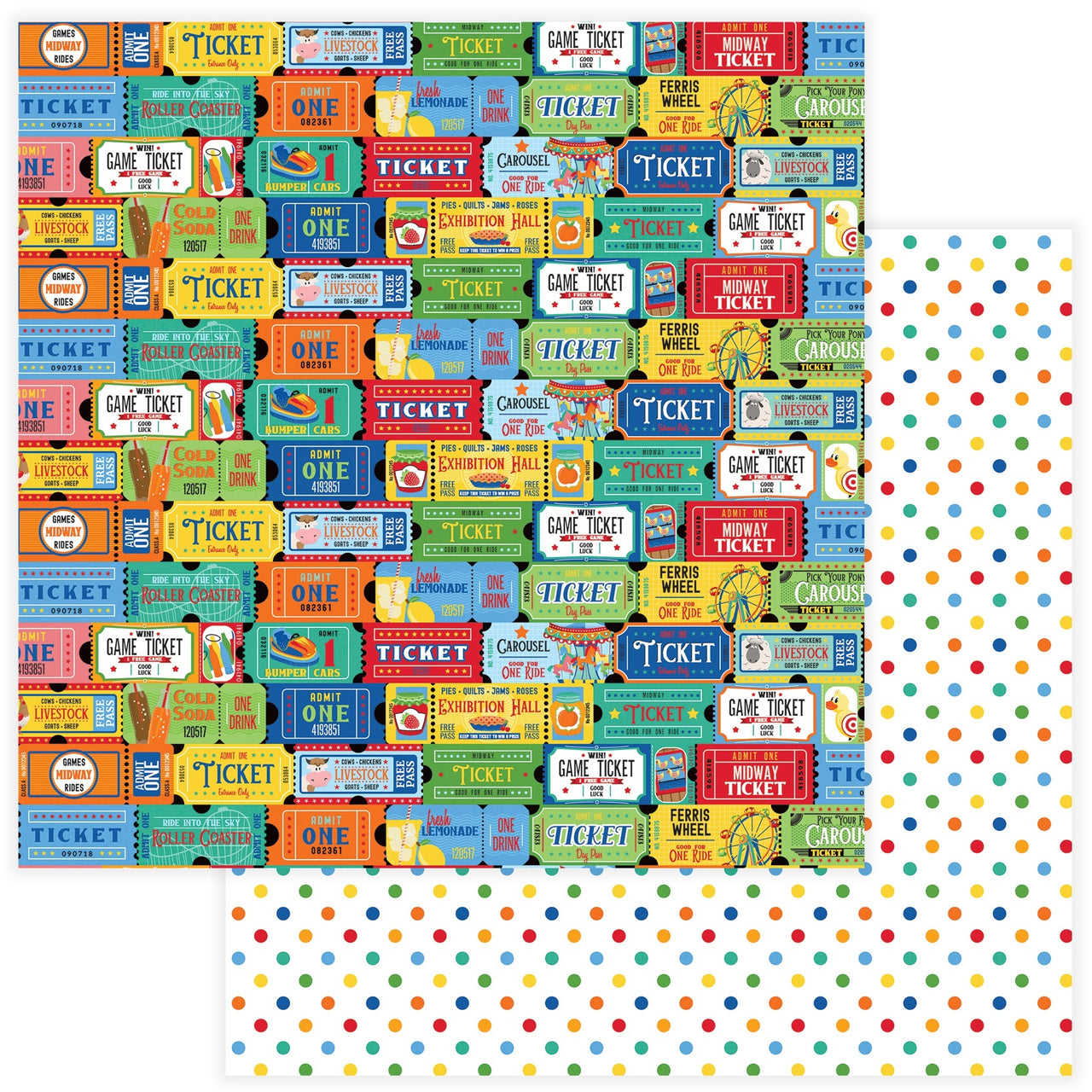 Photoplay Paper State Fair Double-Sided Cardstock 12"X12" 25/Pkg - Tickets