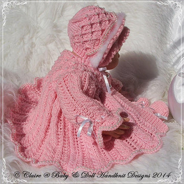 ‘Pearly Princess’ knitting pattern for 16-22” doll/newborn/0-3m baby