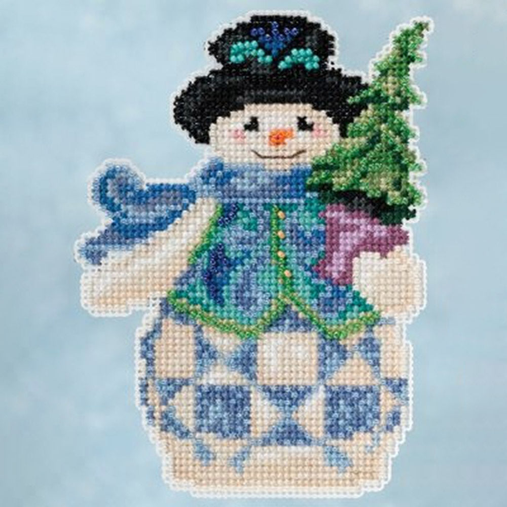 Mill Hill Evergreen Snowman Cross Stitch Kit - 9cm x 12.5cm