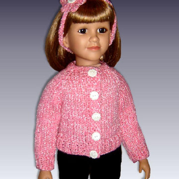 Cardigan Pattern, Top-down seamless for 23 inch doll (MY Twinn) 611